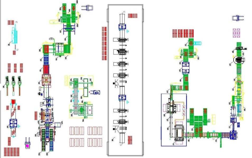 Automation systems - Lines for automation systems - plant for 2 layers parquet production